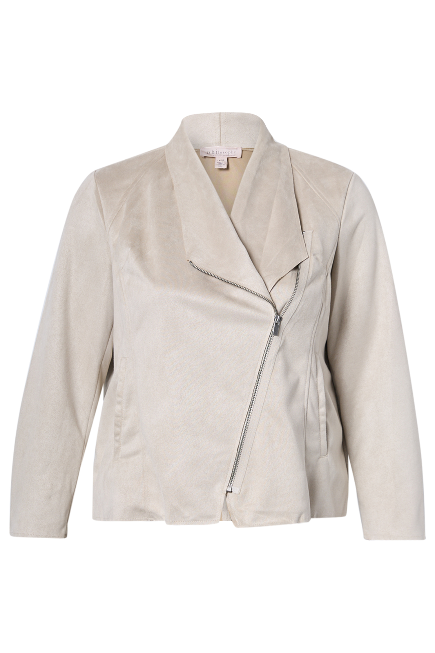 Front Zip Moto Jacket in Sand 1X DAILYLOOK