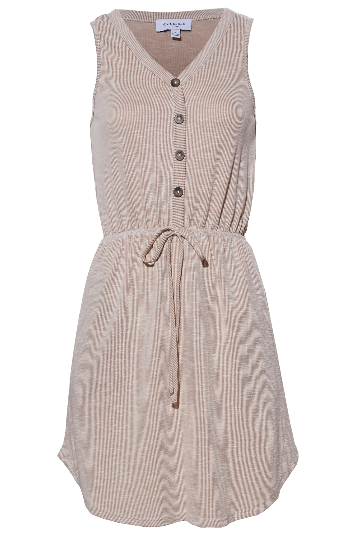 Waist Drawstring Mini Dress in Tan S - L | DAILYLOOK