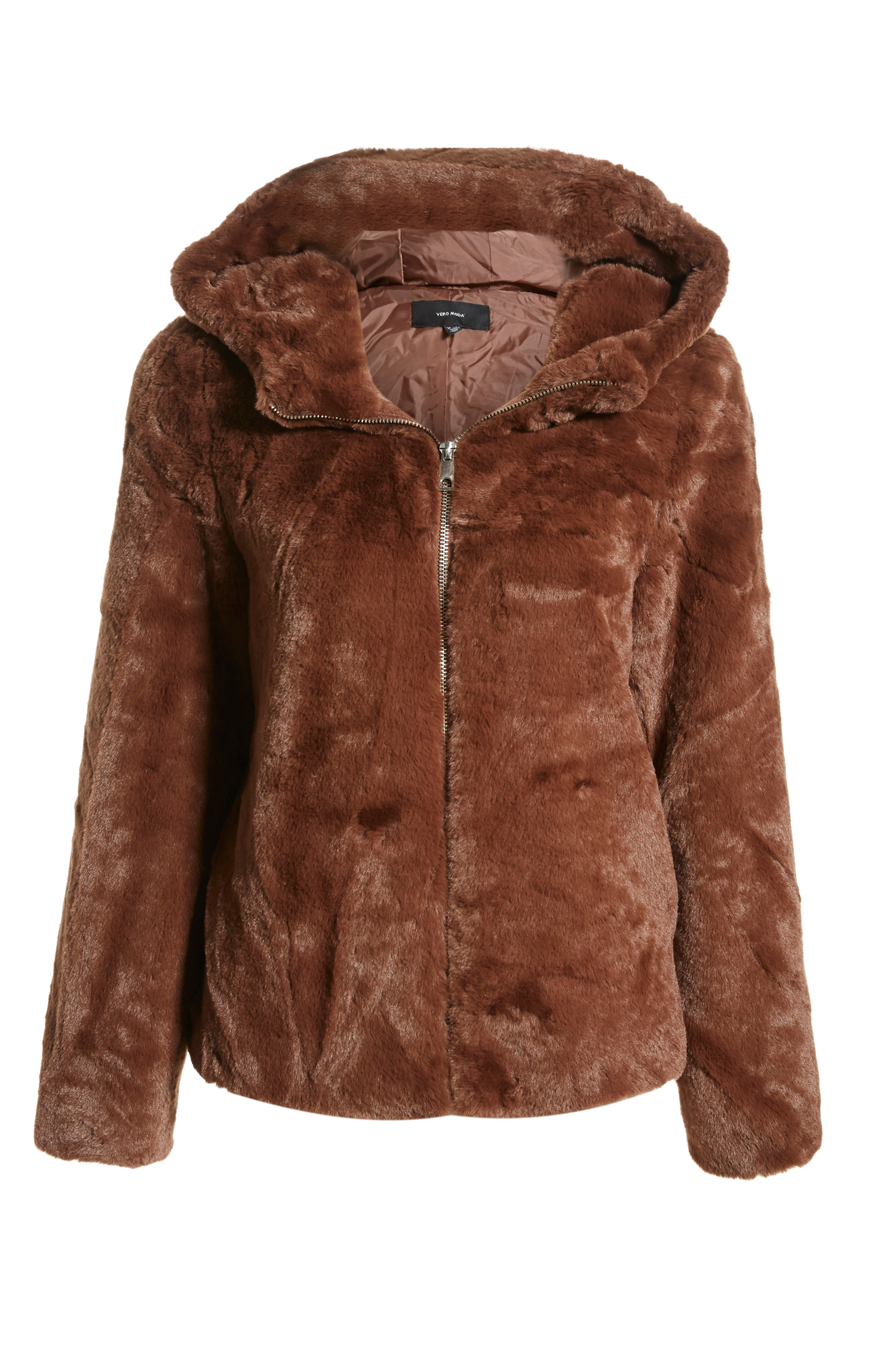 Faux Fur Hooded Jacket in | Brown M DAILYLOOK