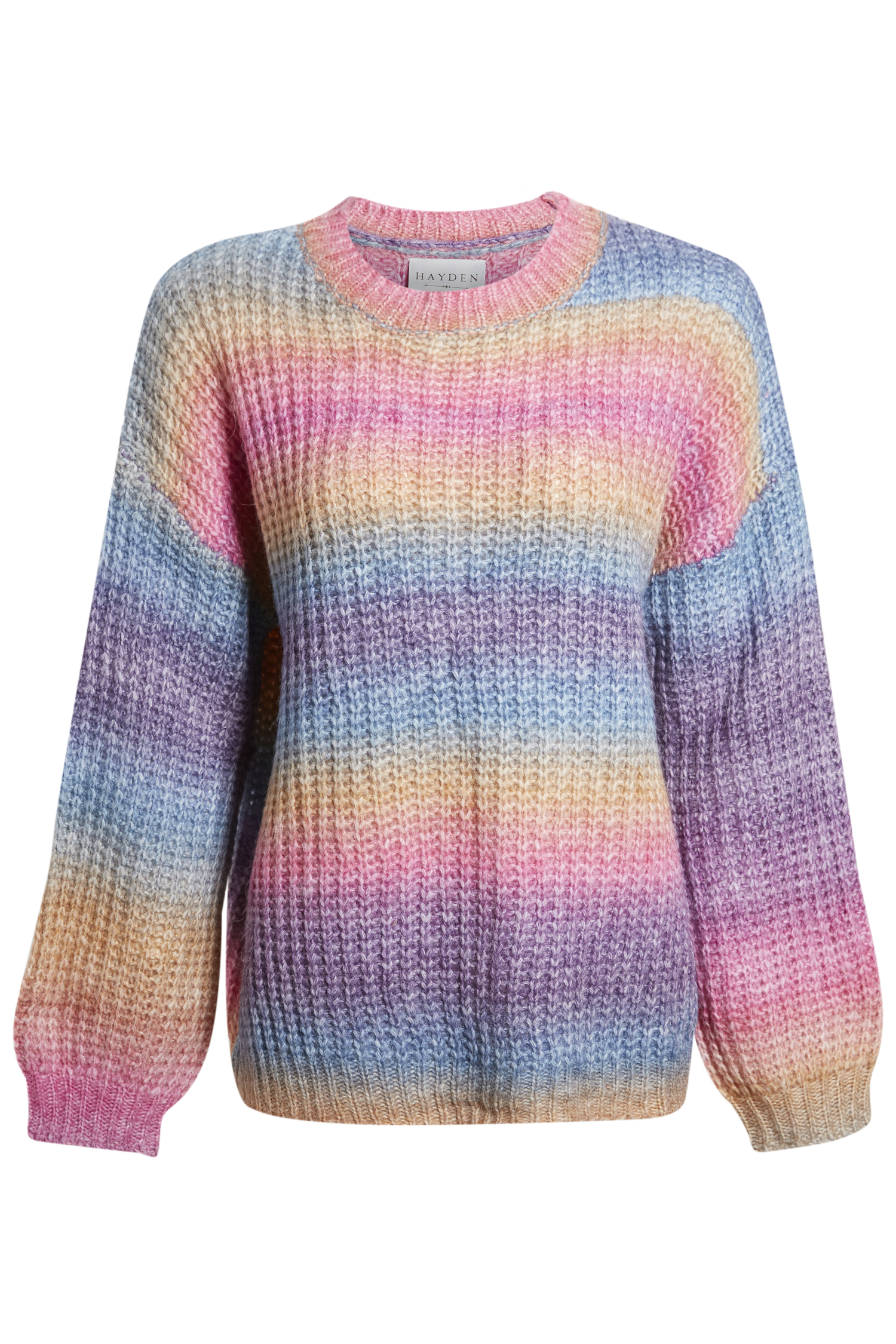 Girls Ombre Striped Chunky Knit Oversize Cardigan