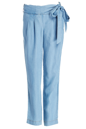 Belted Bow Chambray Tencel Pants