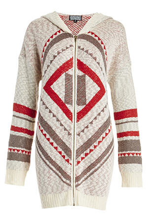 Lucca Couture Aztec Print Hoodie Zip Sweater