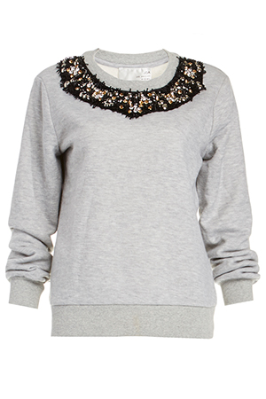 J.O.A. Embellished Necklace Sweatshirt