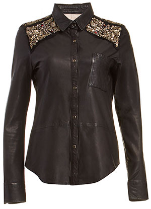 DOMA Embroidered Boyfriend Leather Shirt