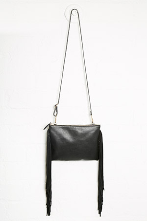 Remi & Reid Leather Side Fringe Shoulder Bag
