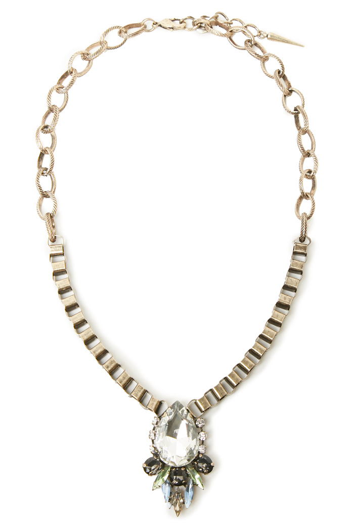 J.O.A. Double Chain Drop Stone Necklace