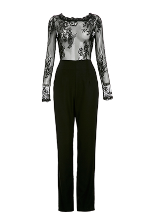 Glamorous Sheer Lace Top Jumpsuit