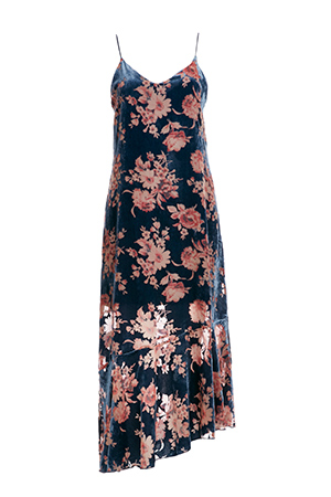 Line & Dot Velvet Burnout Floral Midi Dress