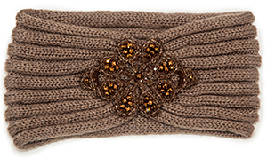 Beaded Flower Knit Headband