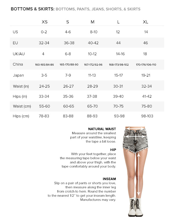 Taylor Skirt Size Chart