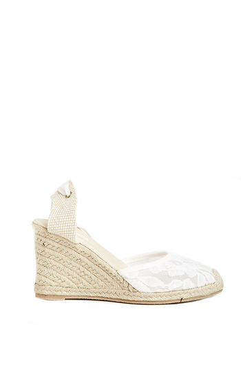 Soludos Chantilly Lace Wedge Sandals In White DAILYLOOK