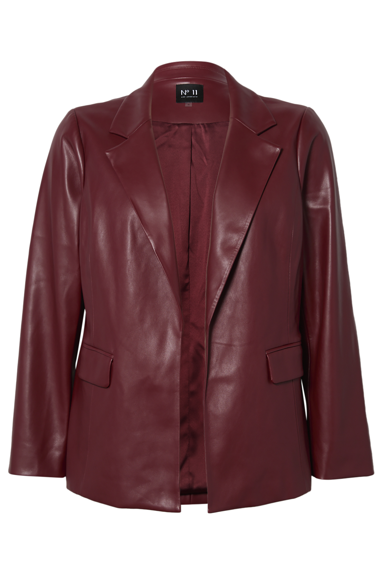 Faux Leather Open Blazer