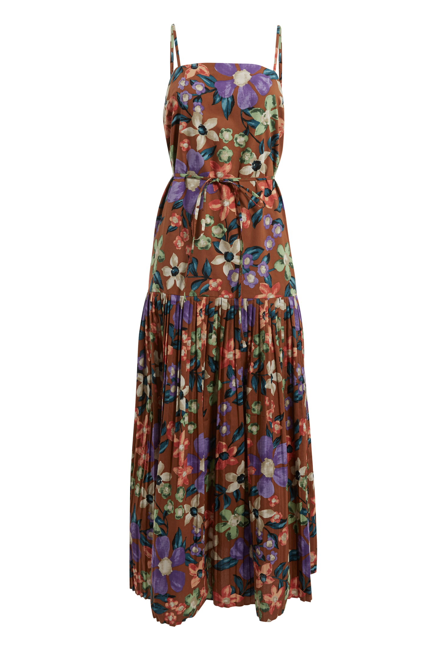Floral Midi Dress in Rust Multi XS - M | DAILYLOOK