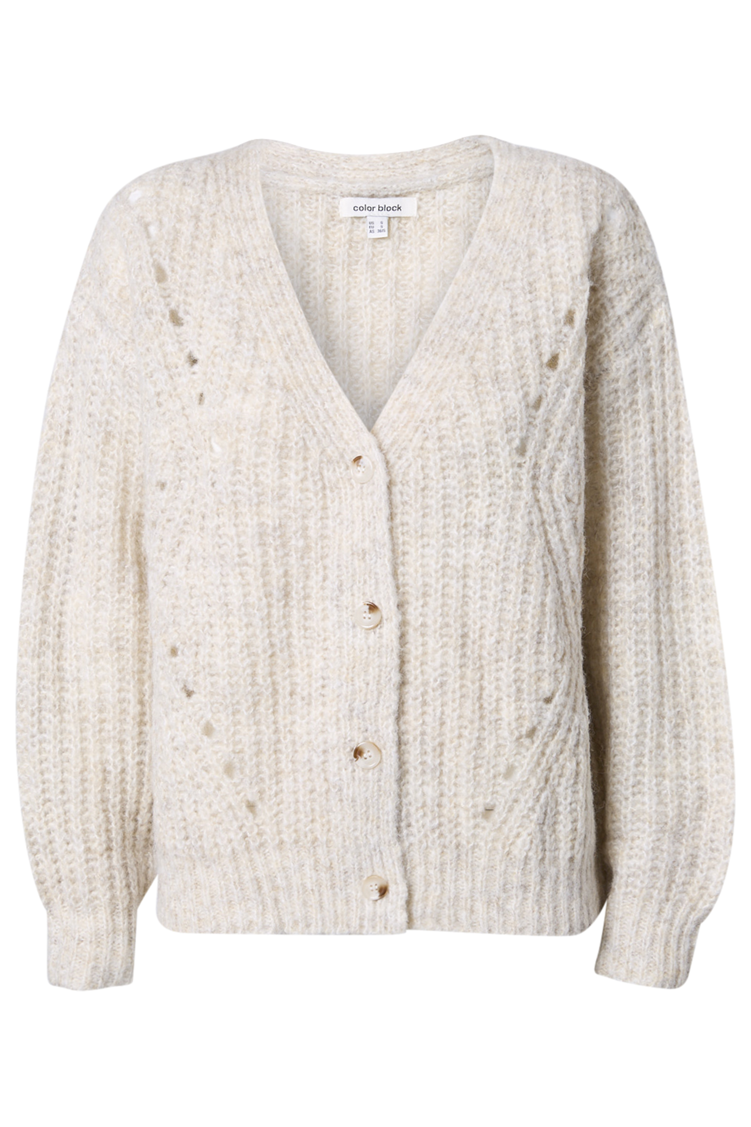 V-Neck Open Knit Cardigan