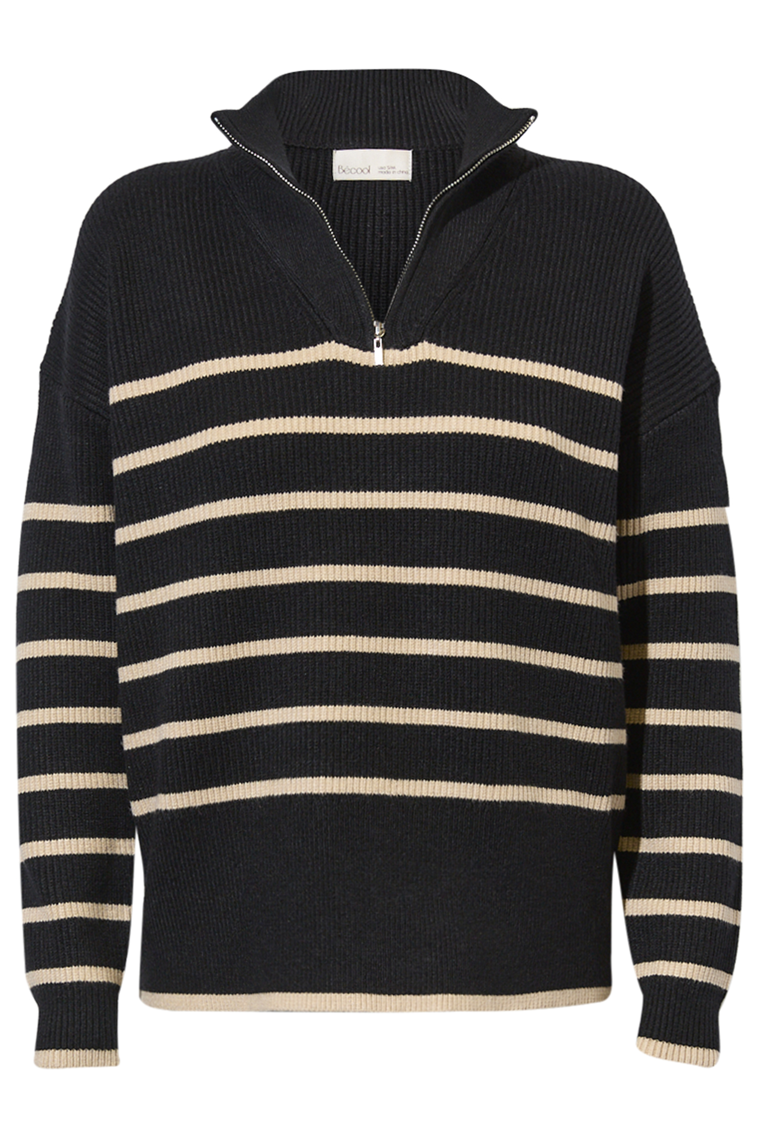 Striped Quarter Zip Sweater