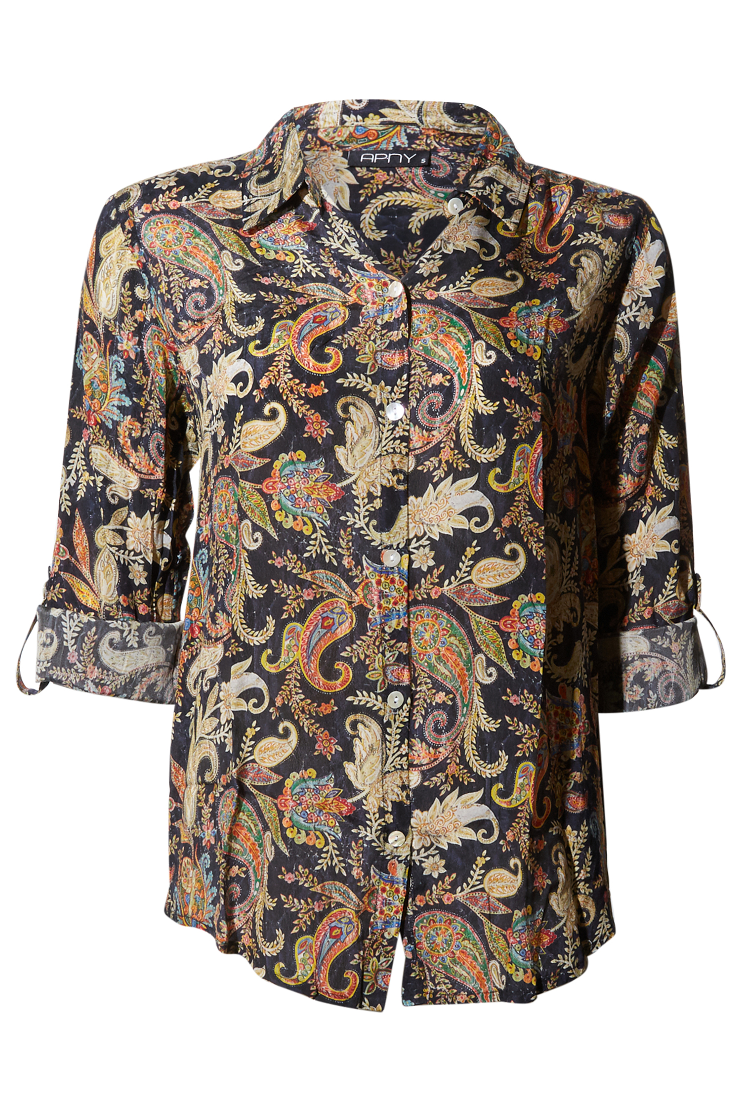 Paisley Button Up with Roll-Up Sleeve