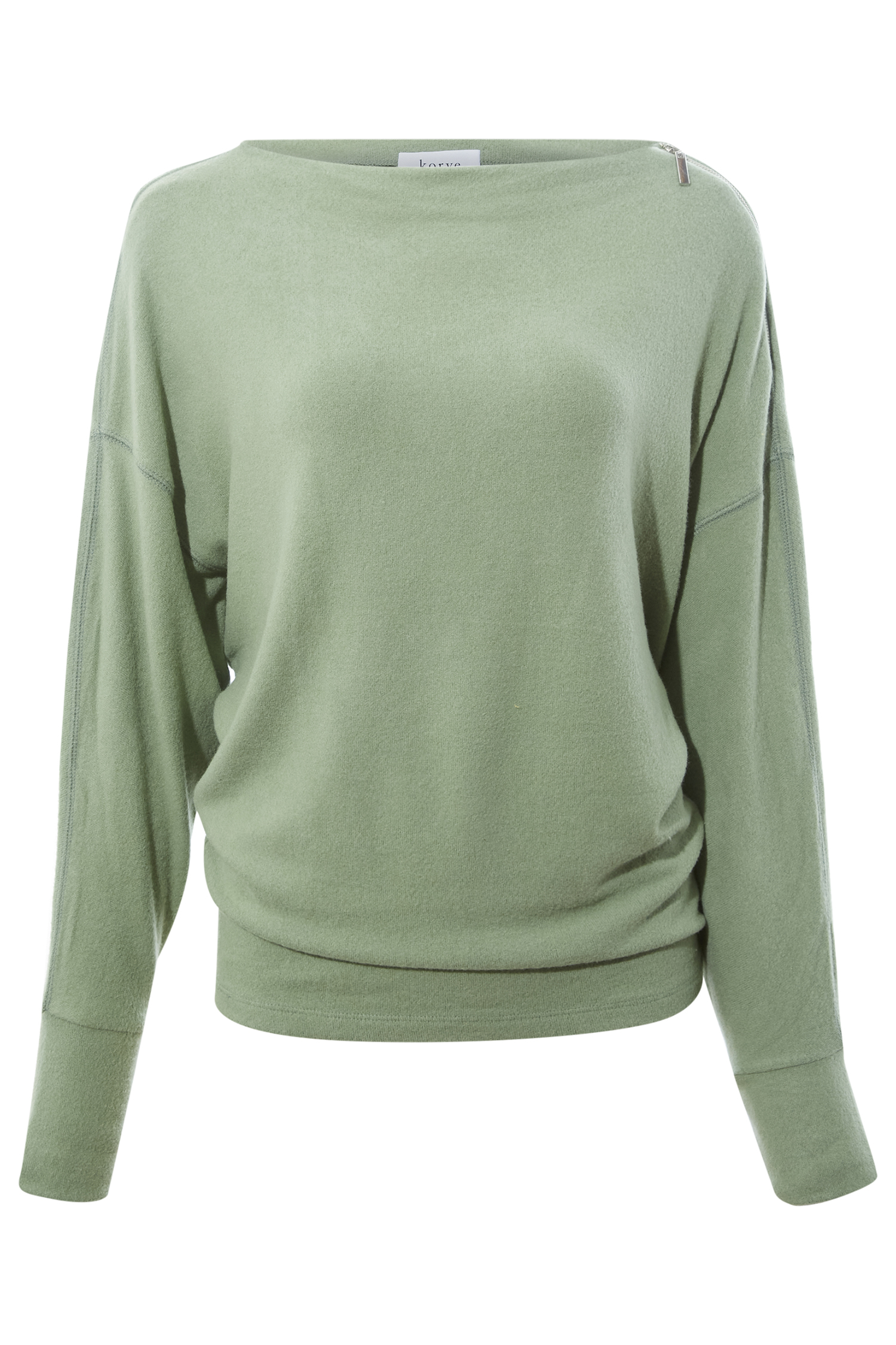 Katie Zipped Boat Neck Long Sleeve Top