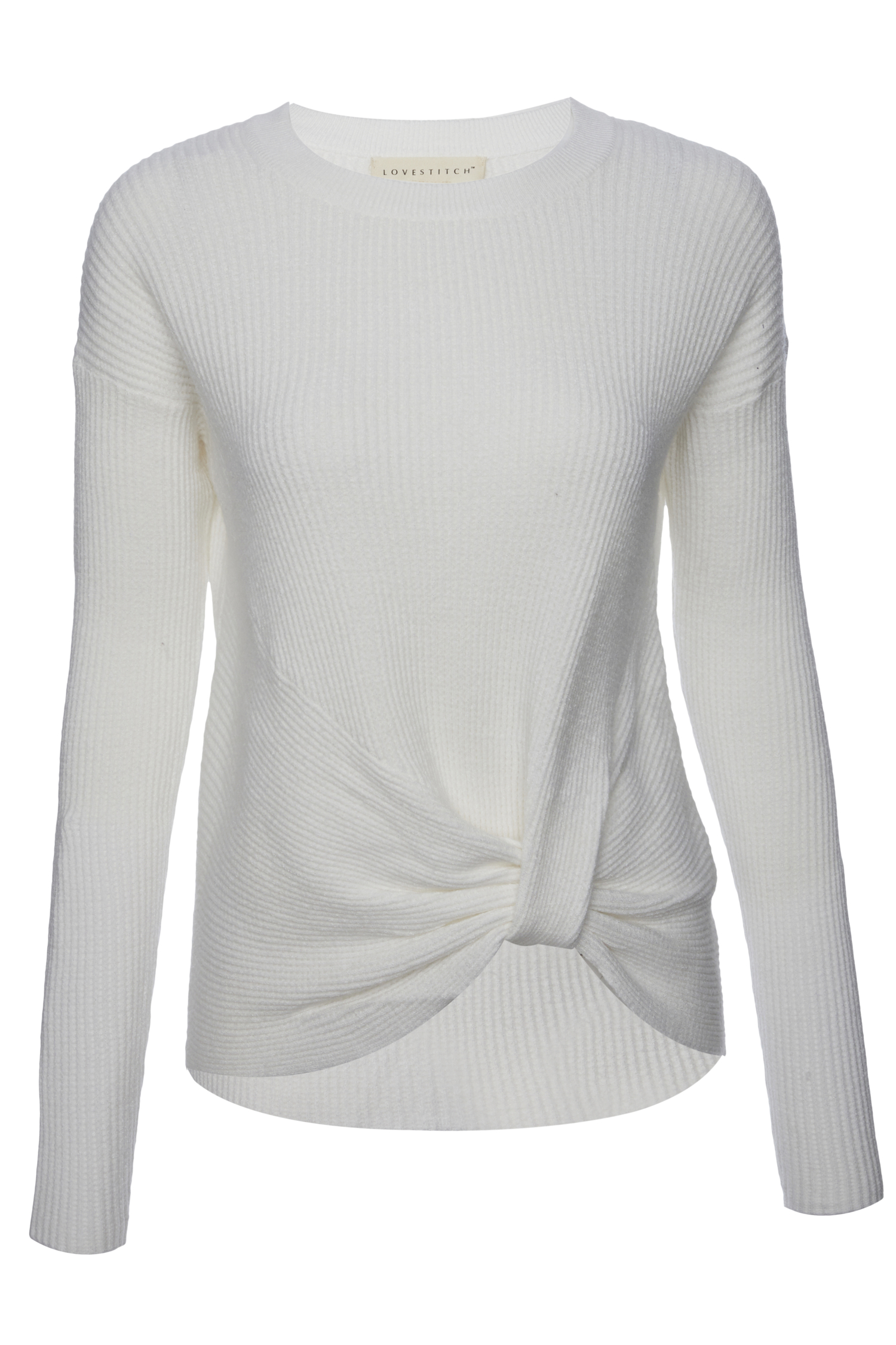 Front Knot Long Sleeve Knit Top