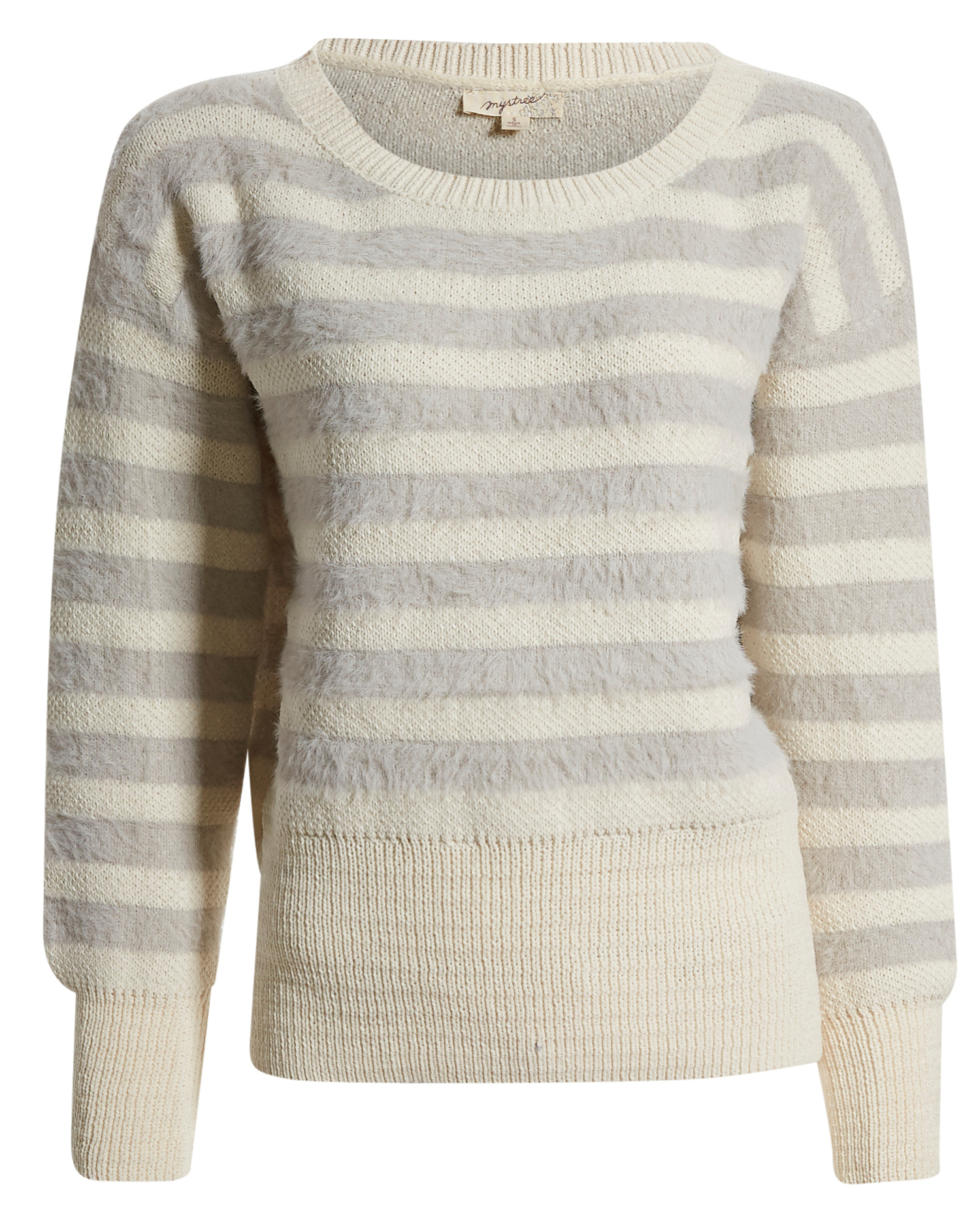 Striped Textured Sweater in Beige Multi S - XL