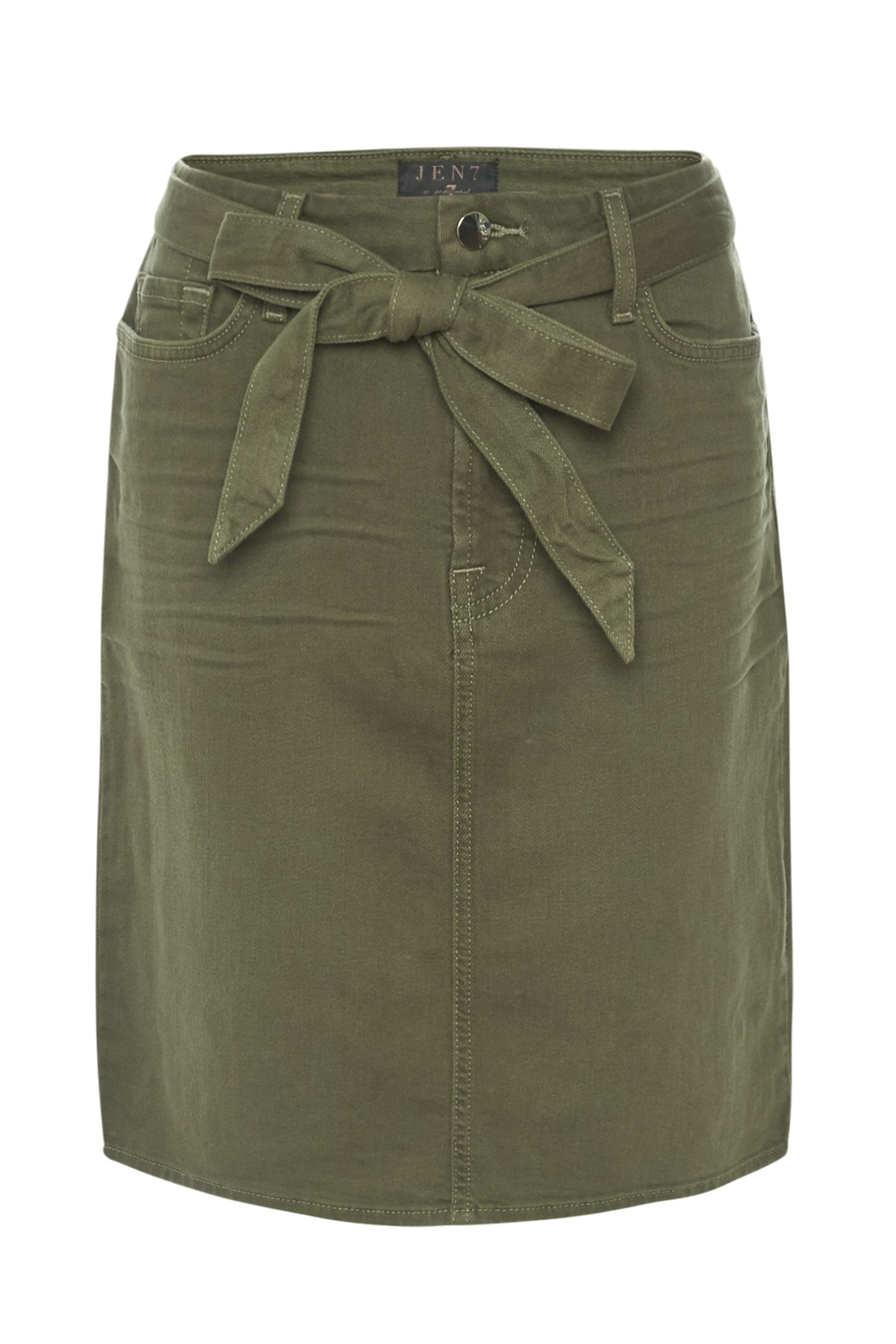 Jen 7 Pencil Skirt with Waist Tie in Olive 0 | DAILYLOOK