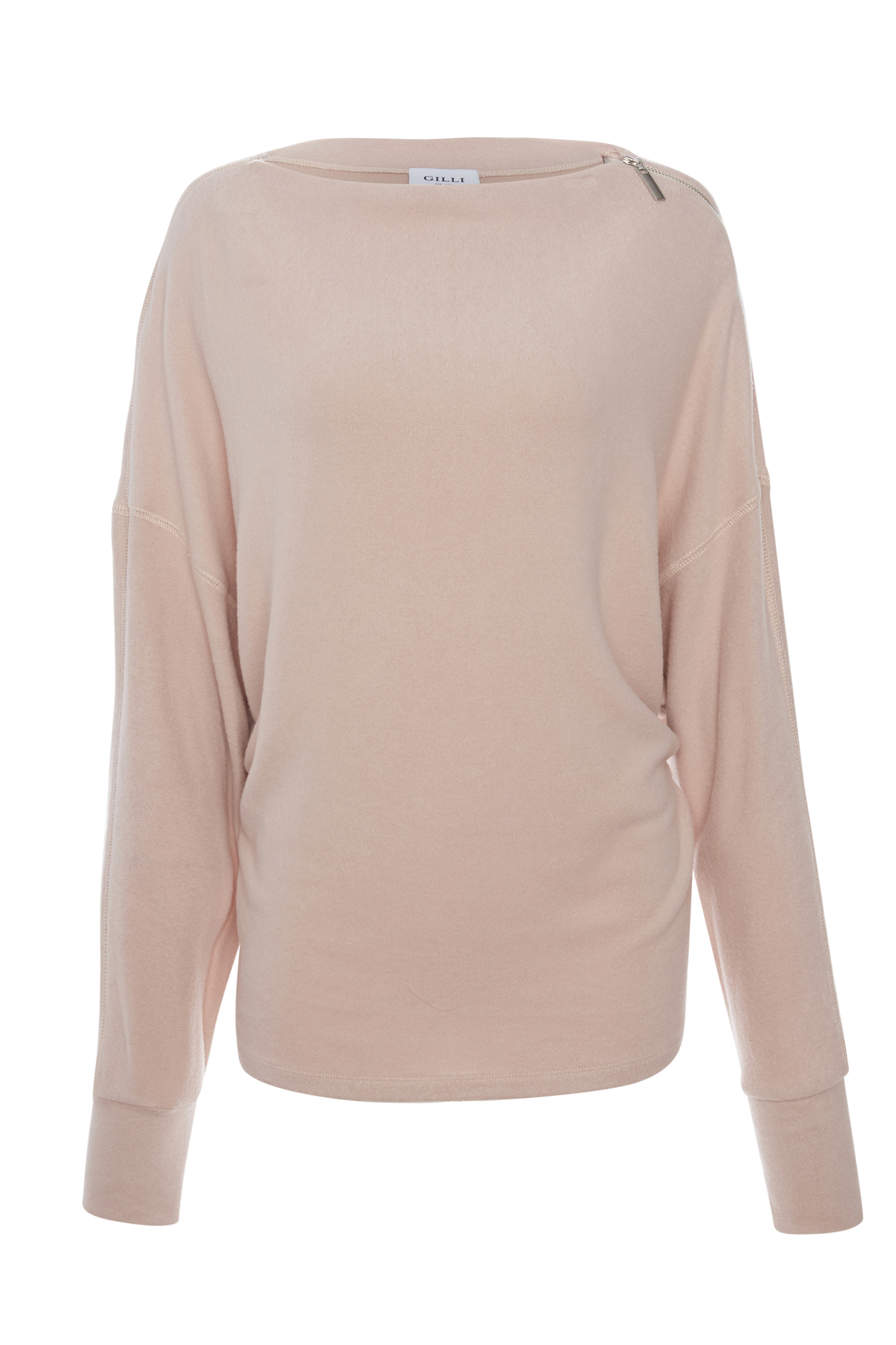 Katie Zipped Boat Neck Long Sleeve Top