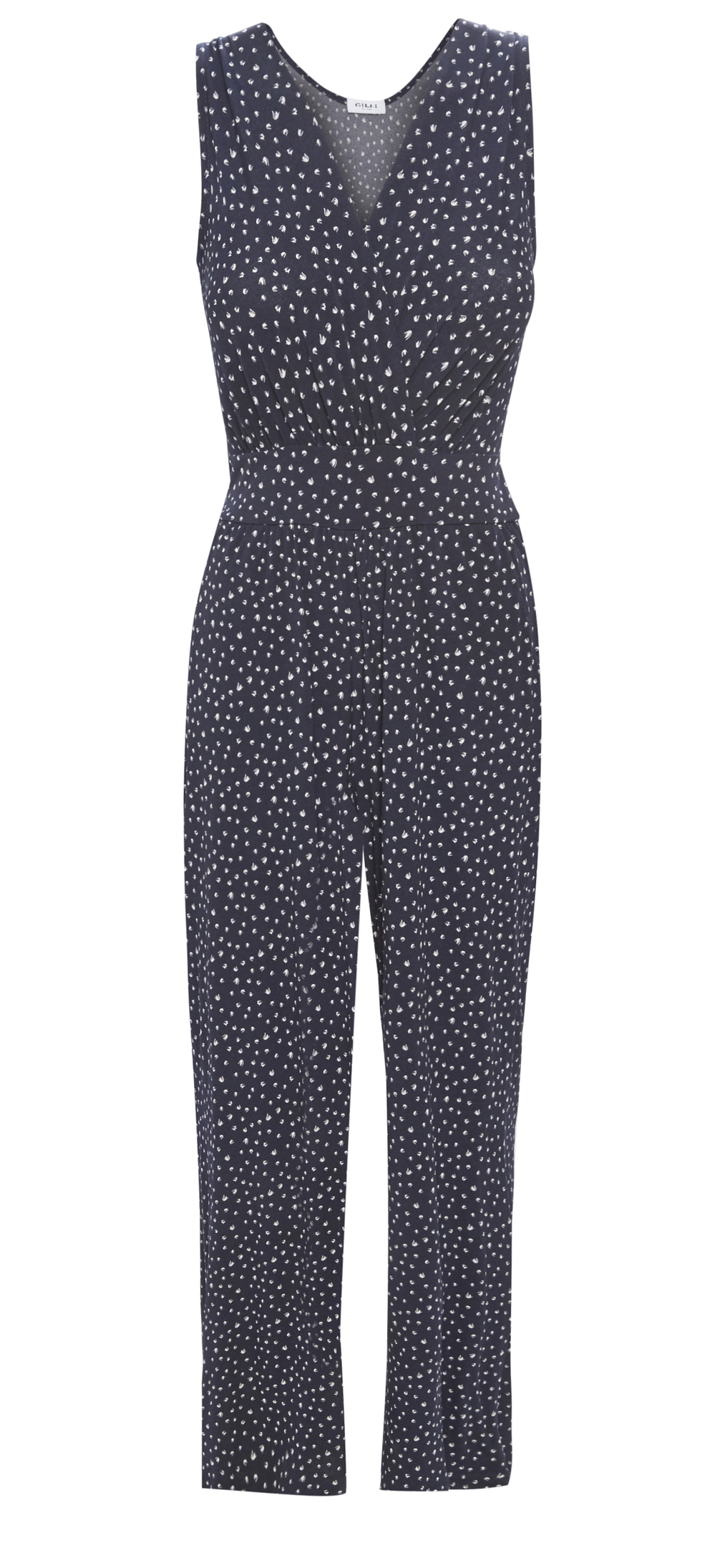 Sleeveless Surplice Jumpsuit with Pockets in Navy M | DAILYLOOK