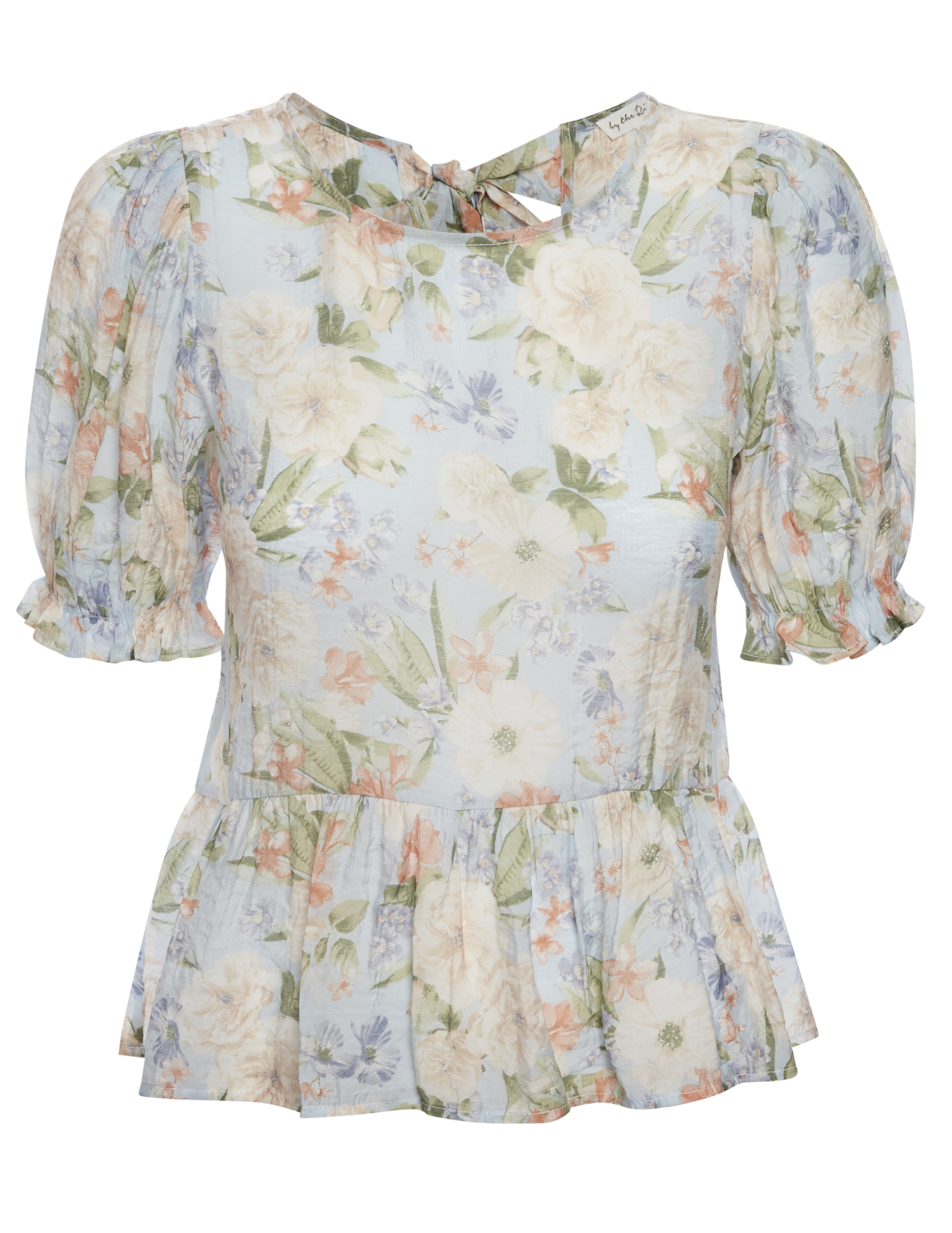 Short Sleeved Printed Peplum Top