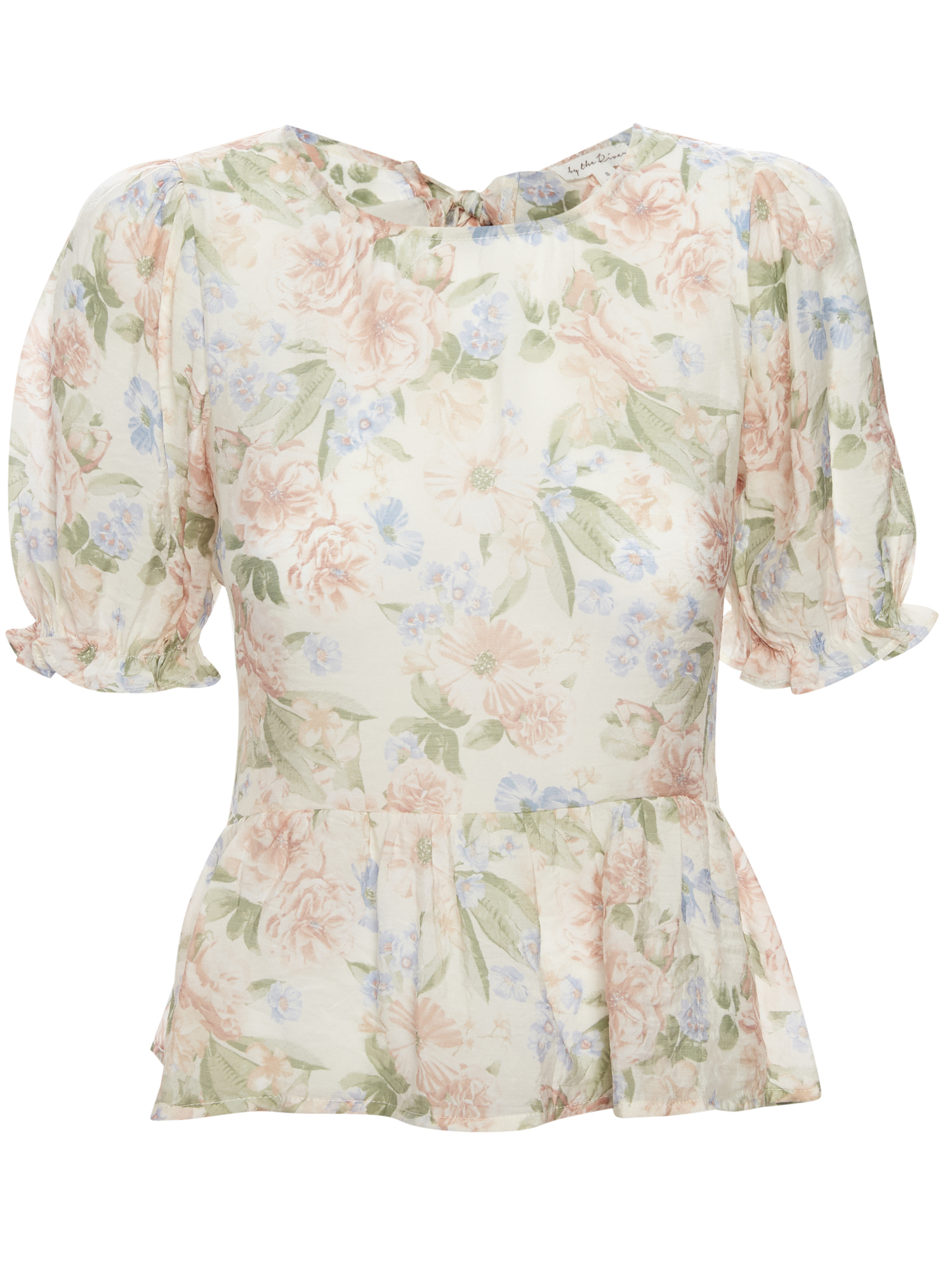 Short Sleeved Printed Peplum Top