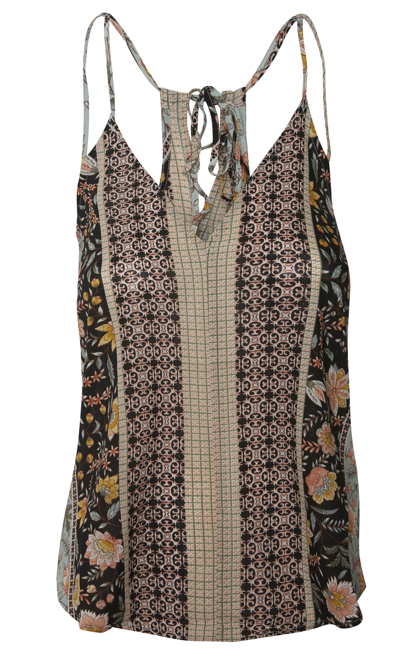 Printed Strappy Tie Back Swing Top