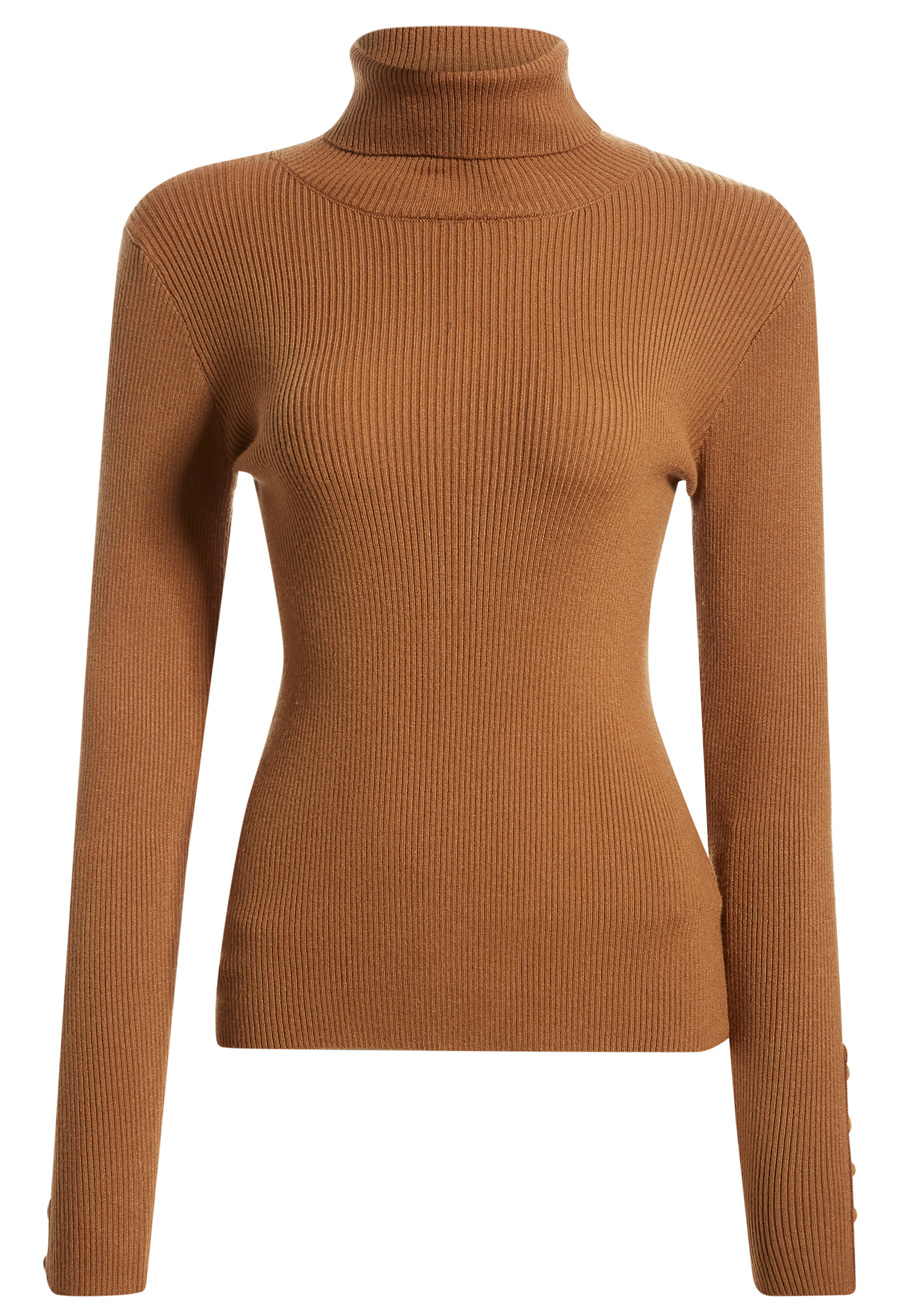 Rib Knit Top With Button Cuff Sleeves