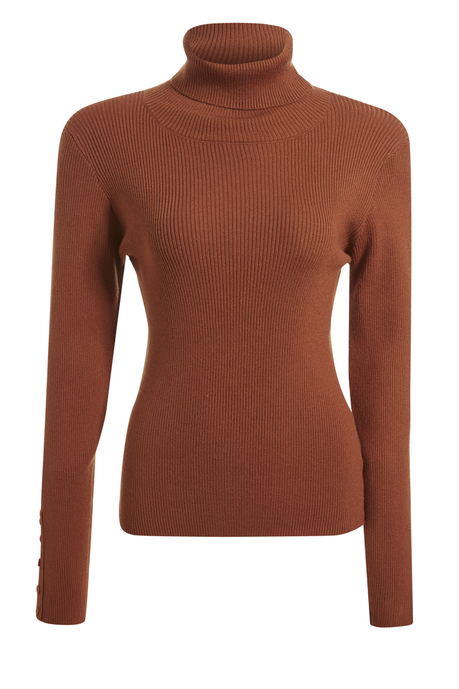 Rib Knit Top With Button Cuff Sleeves