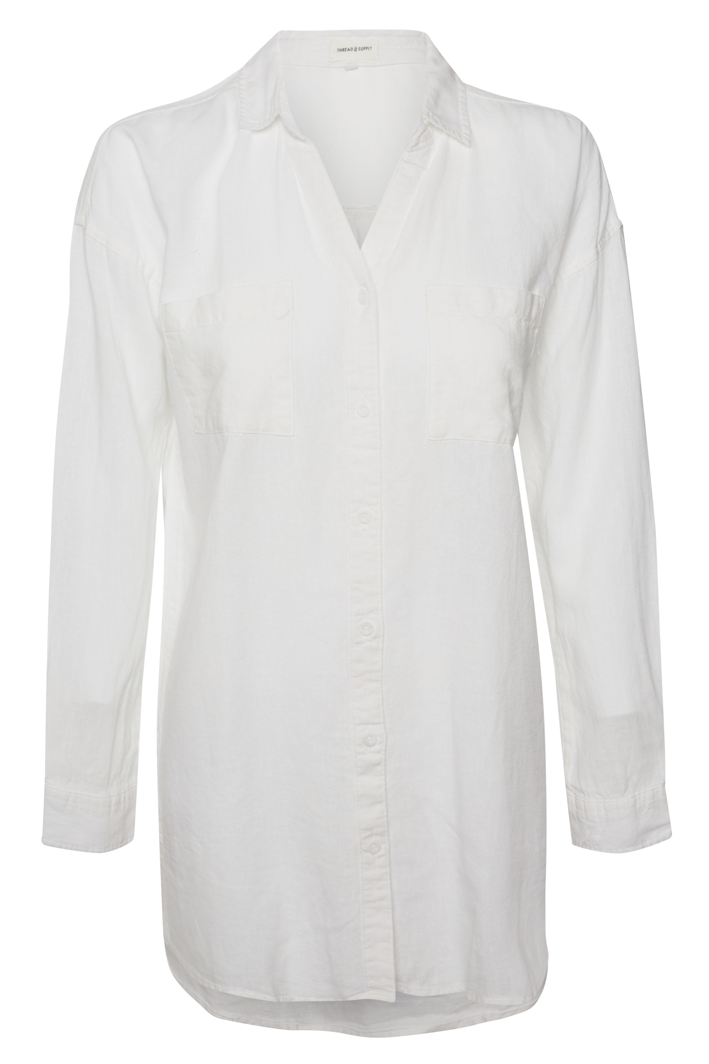Thread & Supply Button-Down Tunic in White L | DAILYLOOK