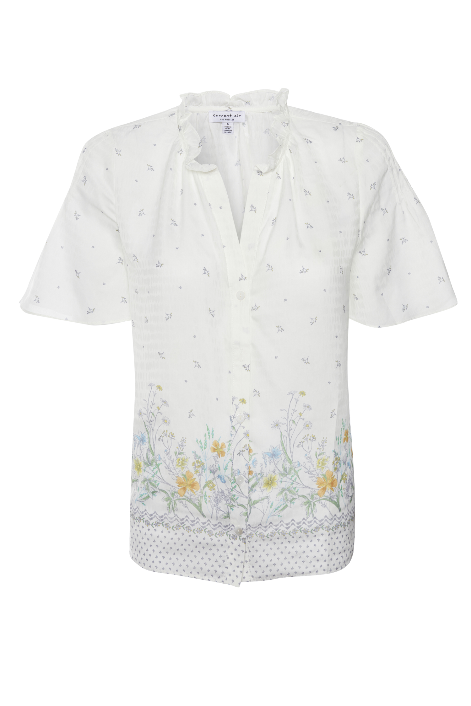Button-Front Printed Short Sleeve