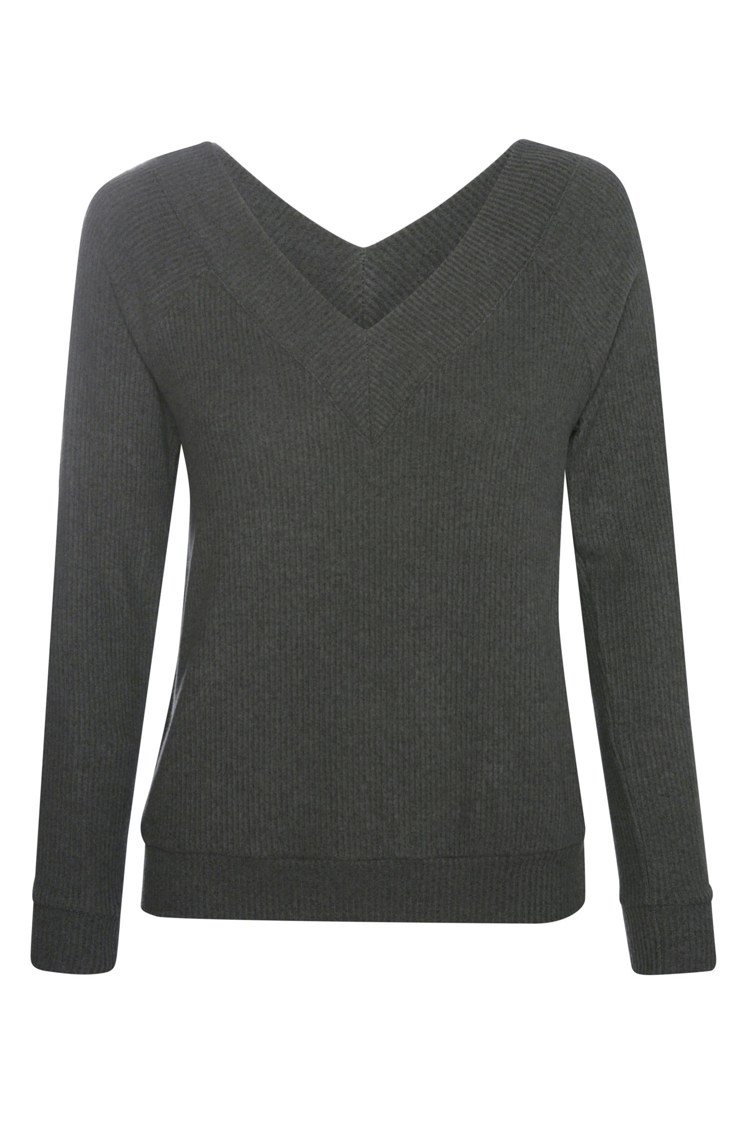 Ribbed V-Front Brushed Top
