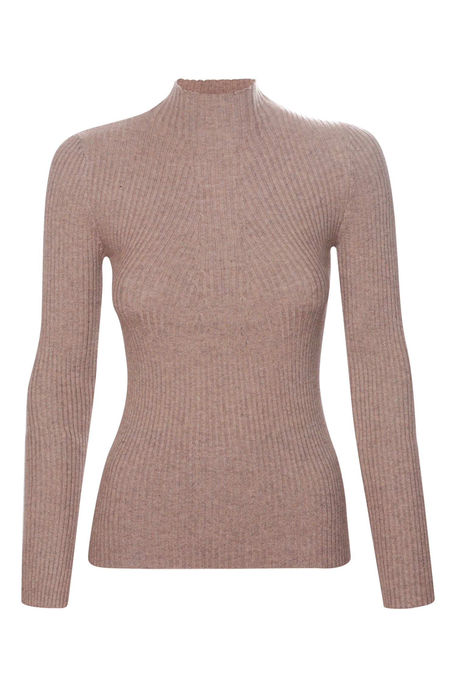 Mock Neck Ribbed Long Sleeve Top