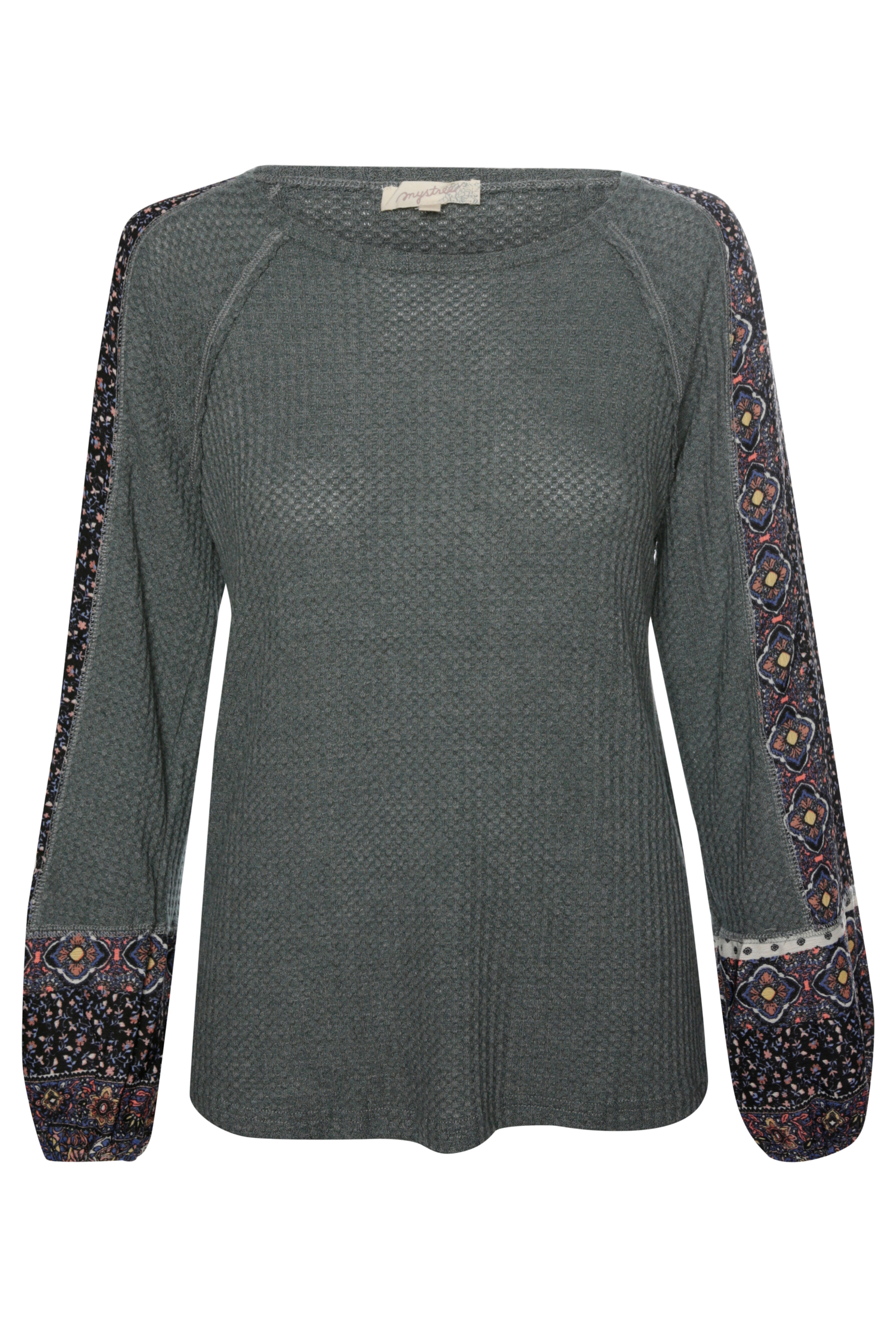 Mixed Fabric Printed Top