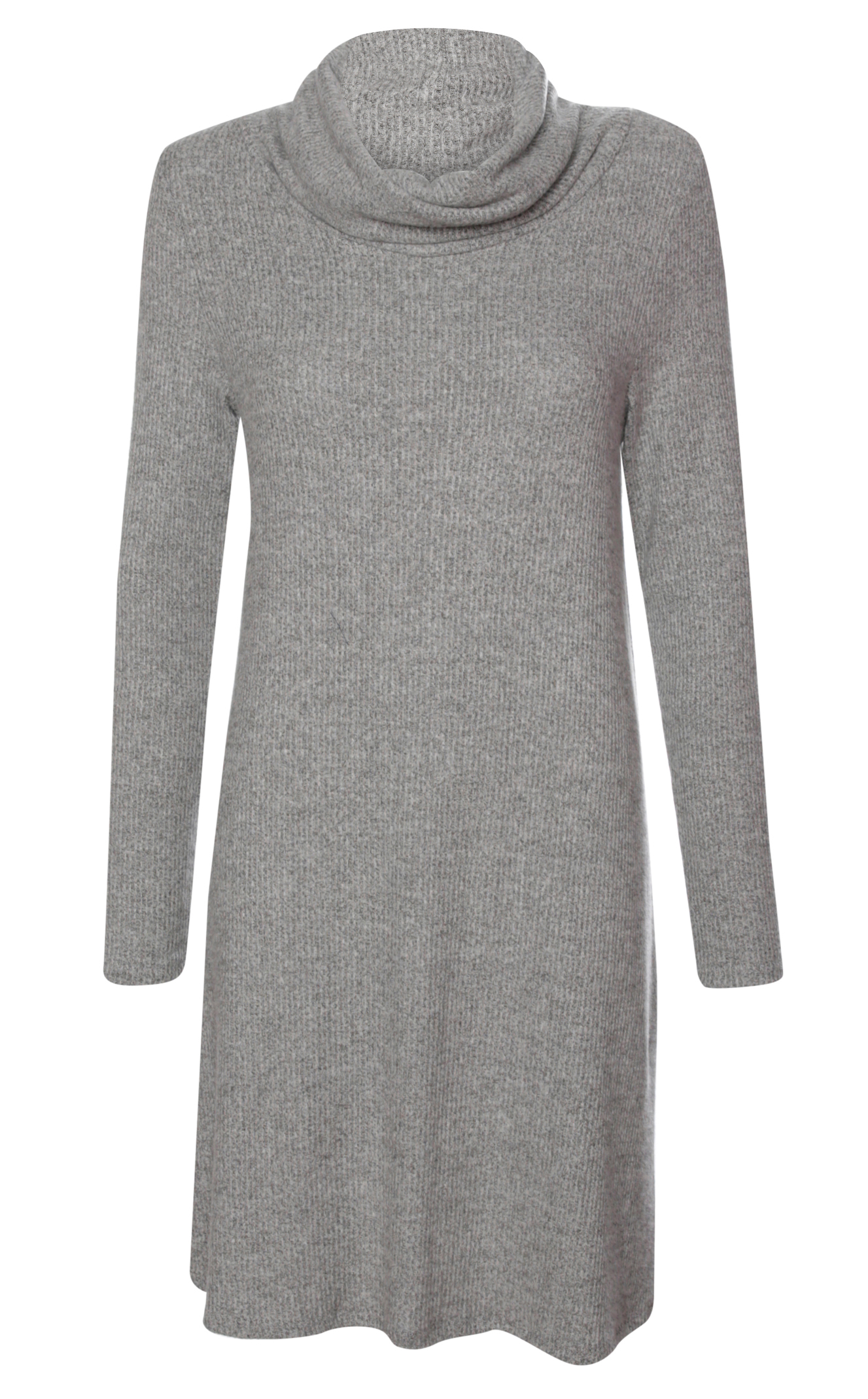 Cowl Neck Ribbed Dress