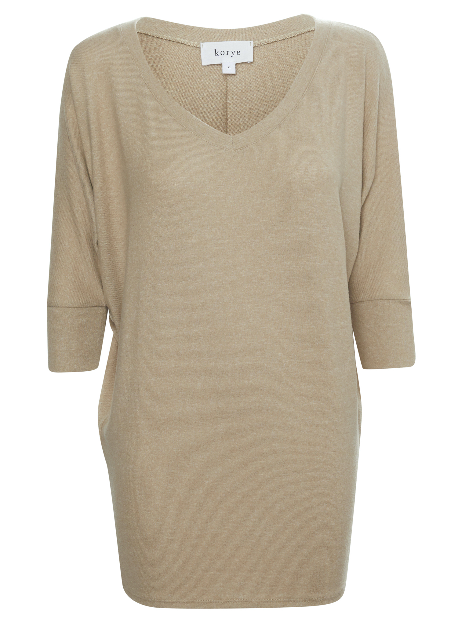 V-Neck 3/4 Sleeve Brushed Top