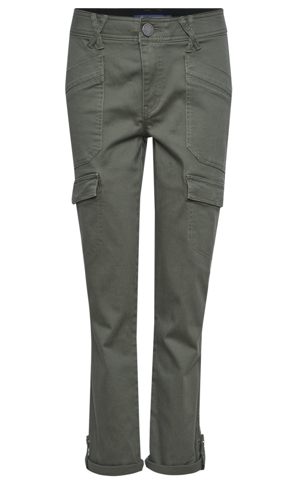 Democracy High Rise Roll Cuff Utility Pants in Green | DAILYLOOK