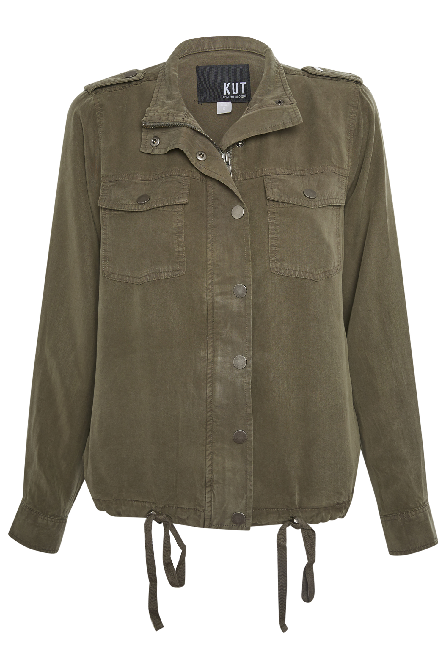 Kut from the Kloth Drawstring Utility Jacket in Olive | DAILYLOOK