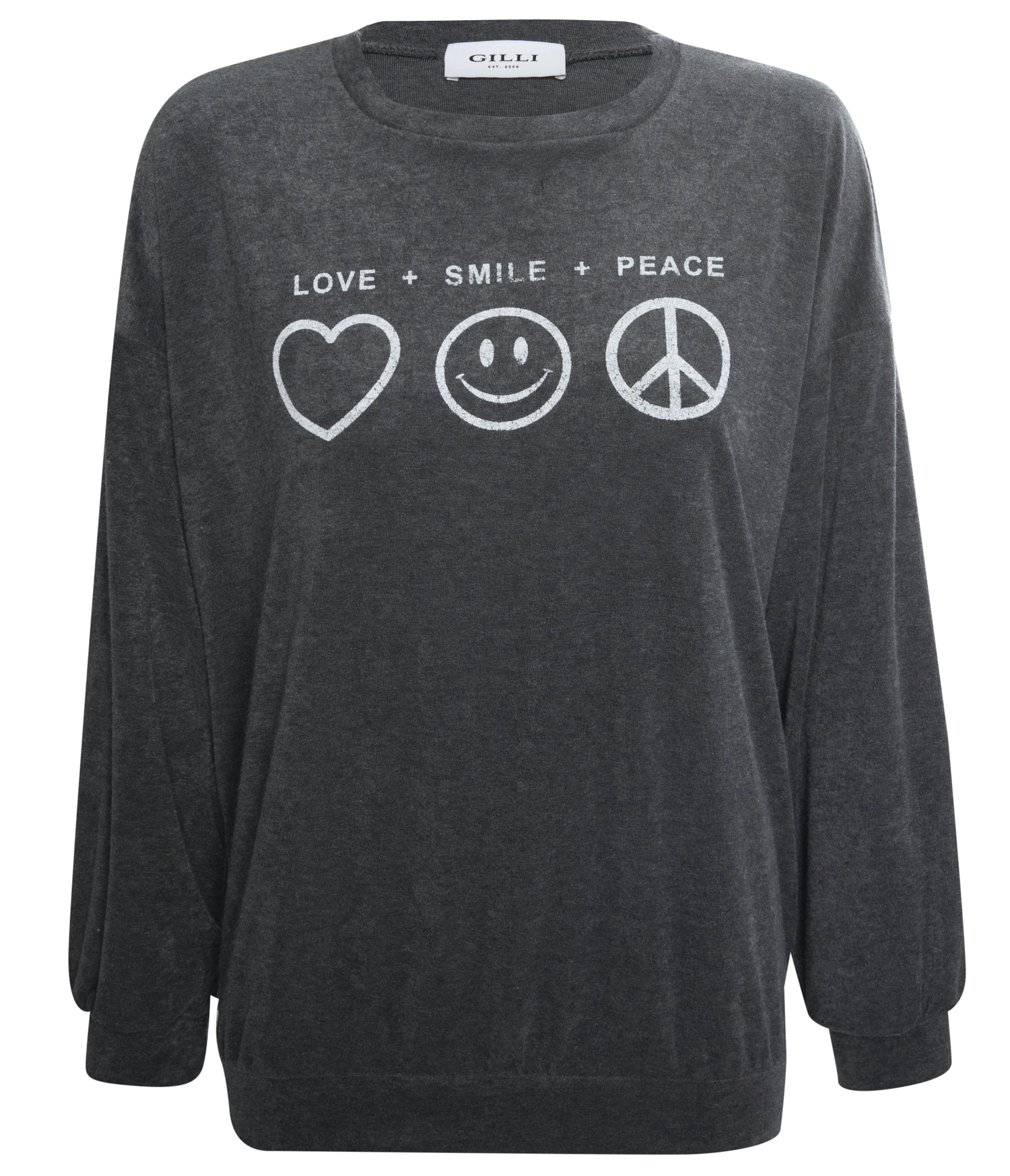 'Love+Smile+Peace' Graphic Print Top