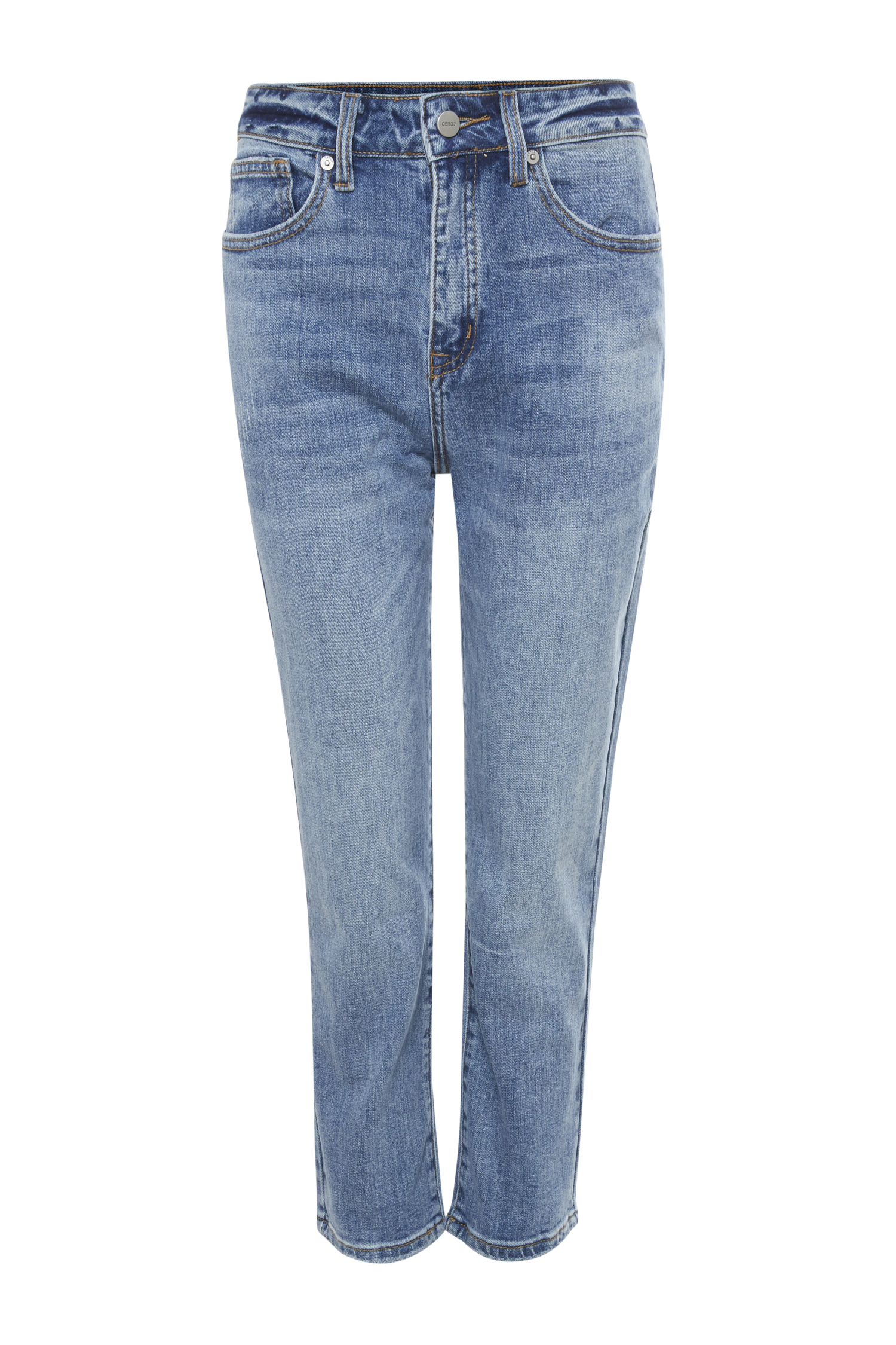 Ceros Cropped Slim Straight Jean in Medium Blue 29 | DAILYLOOK