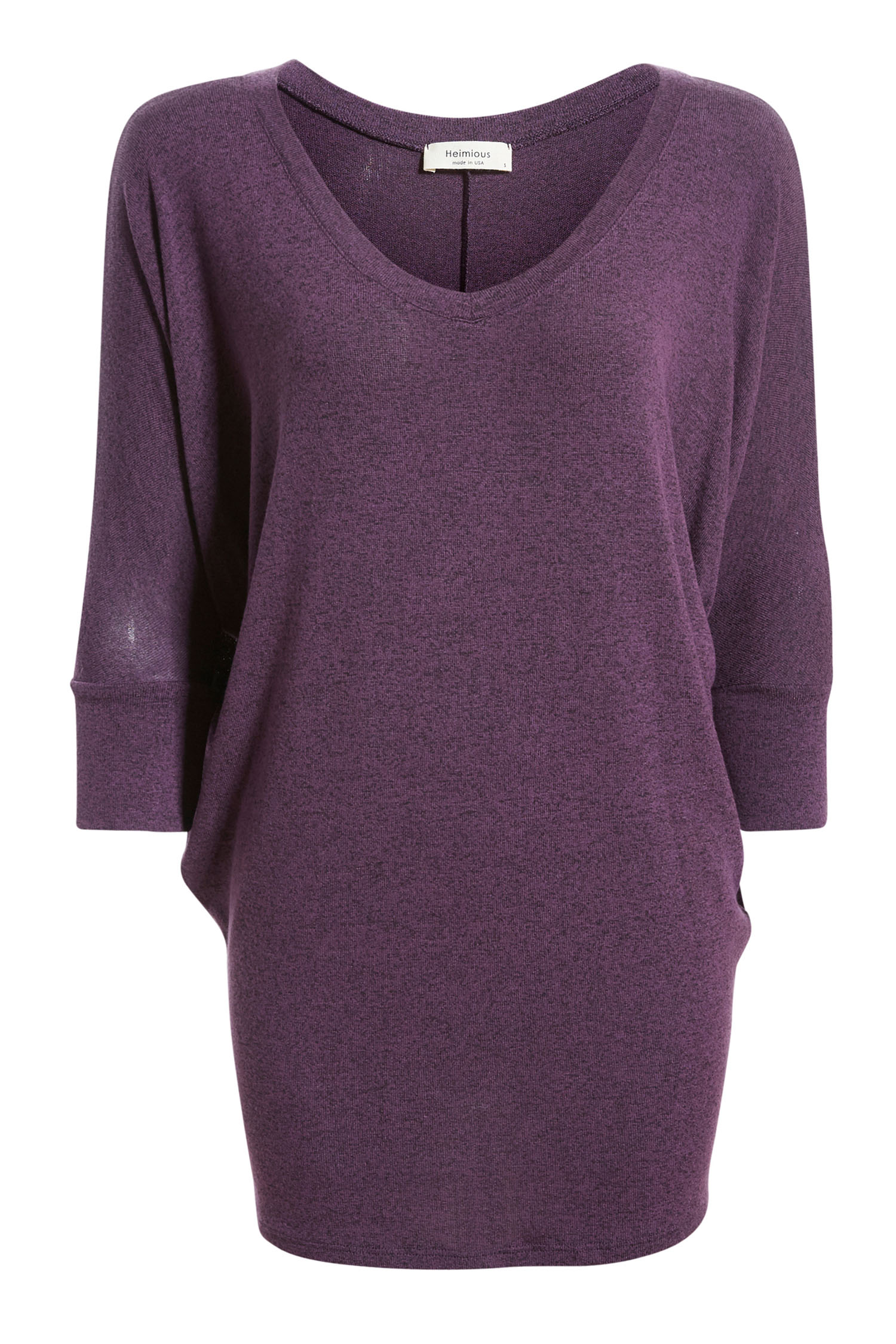 Nadia Quarter Sleeve Dolman V-Neck Hacci Top