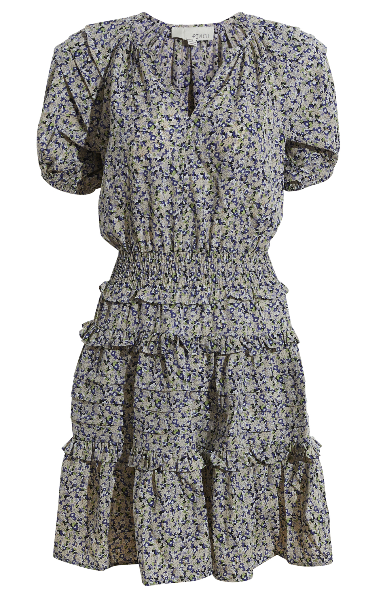 Short Sleeve Printed Tiered Dress