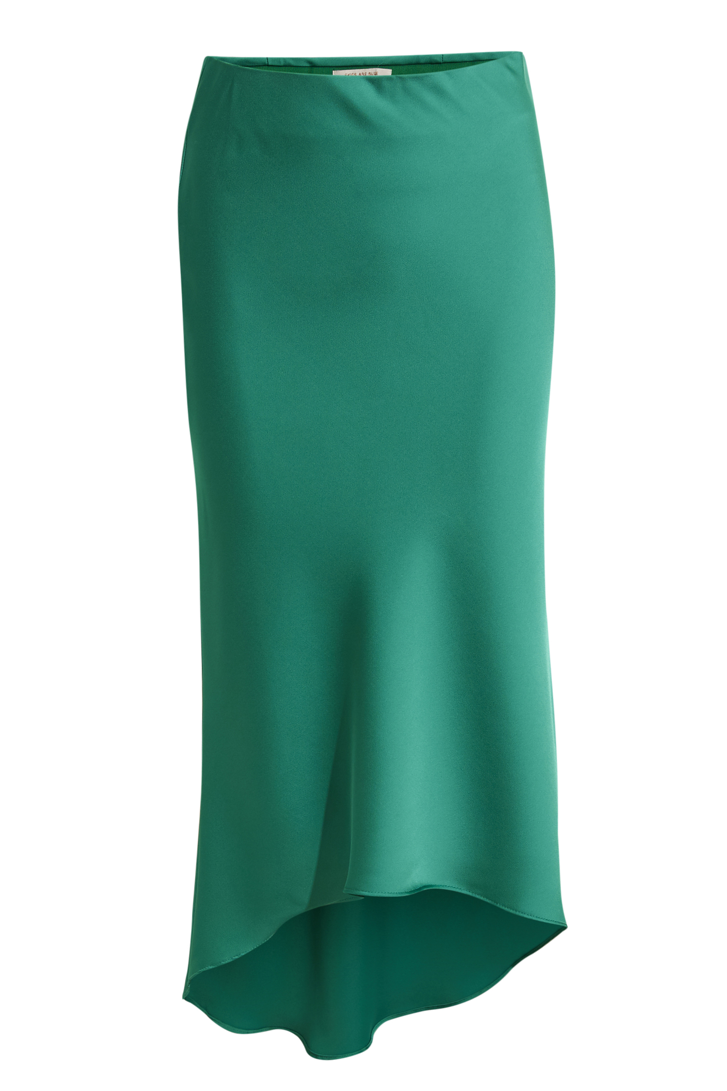 Skies are Blue Midi Satin High Low Skirt in Green | DAILYLOOK