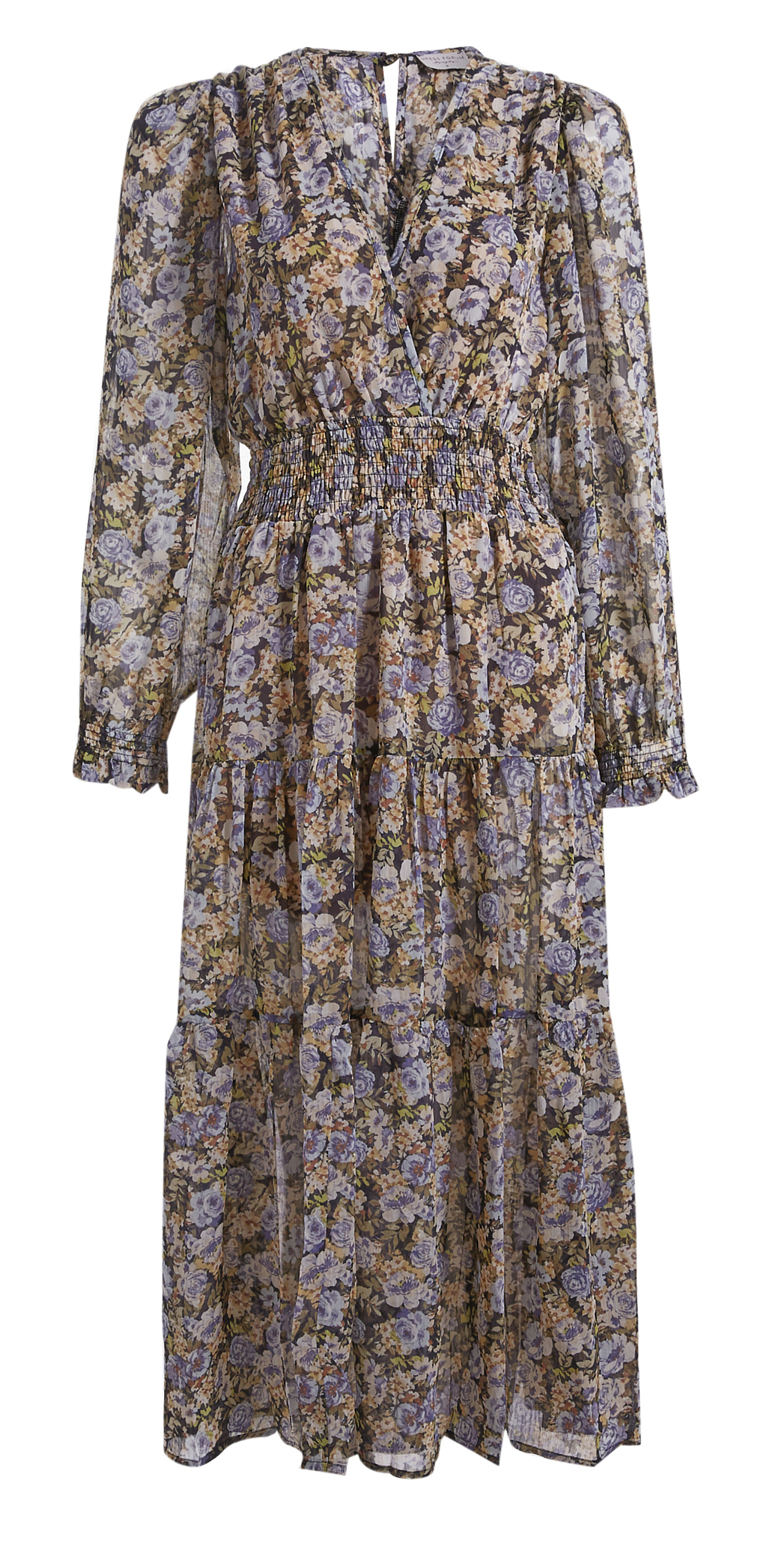 Surplice Neck Floral Midi Dress