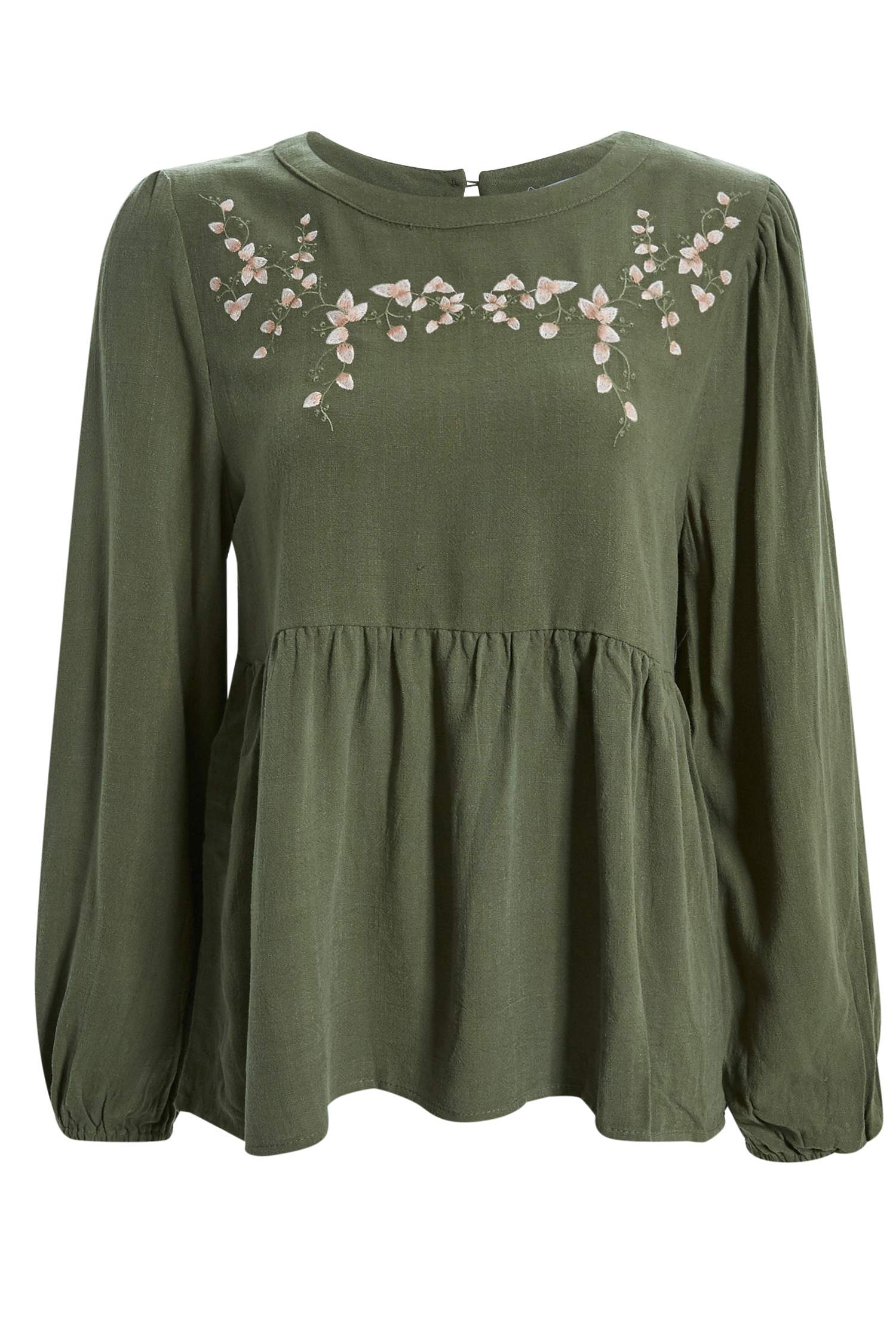 Floral Embroidered Baby Doll Top