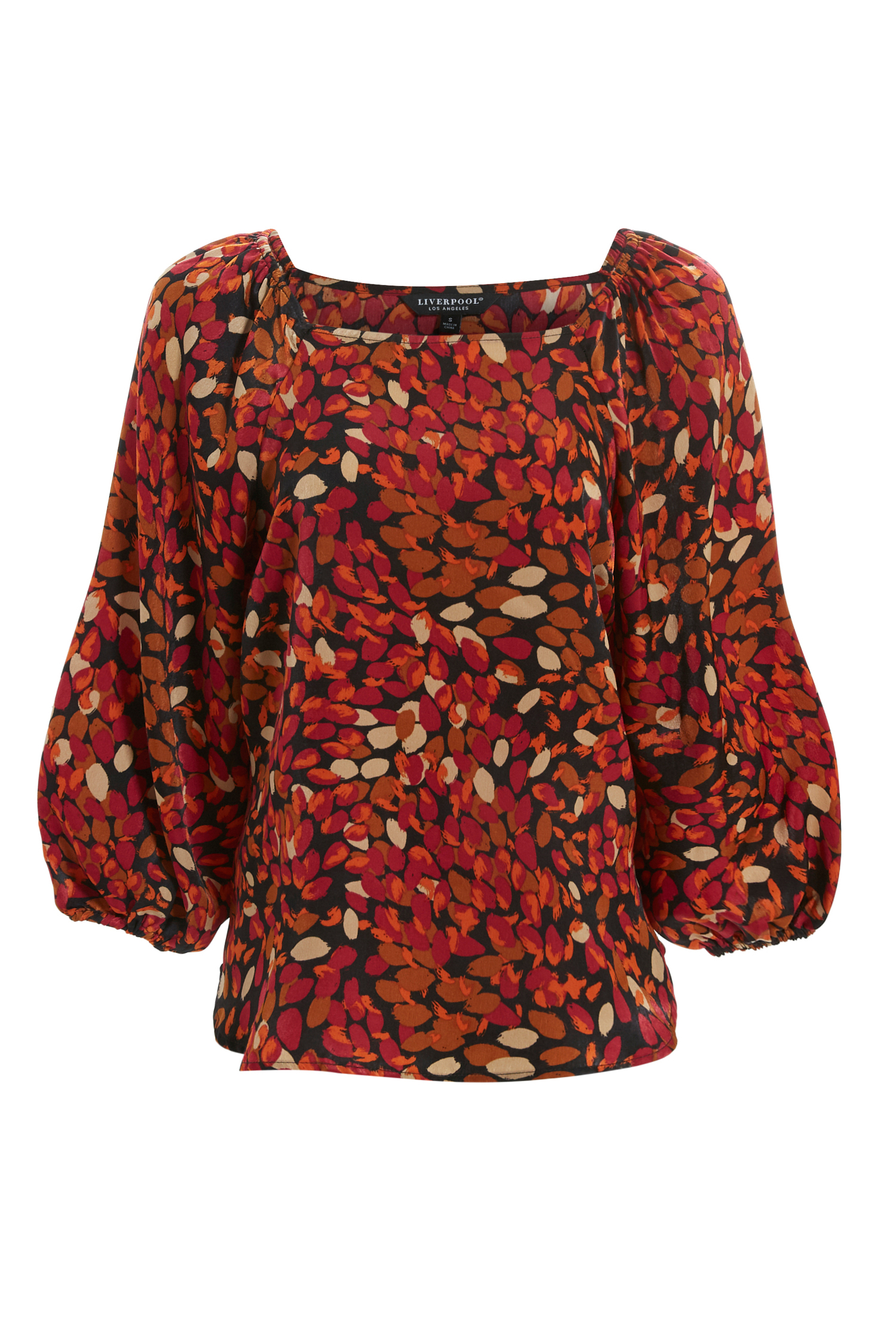 Liverpool Three-Quarter Puff Sleeve Printed Top