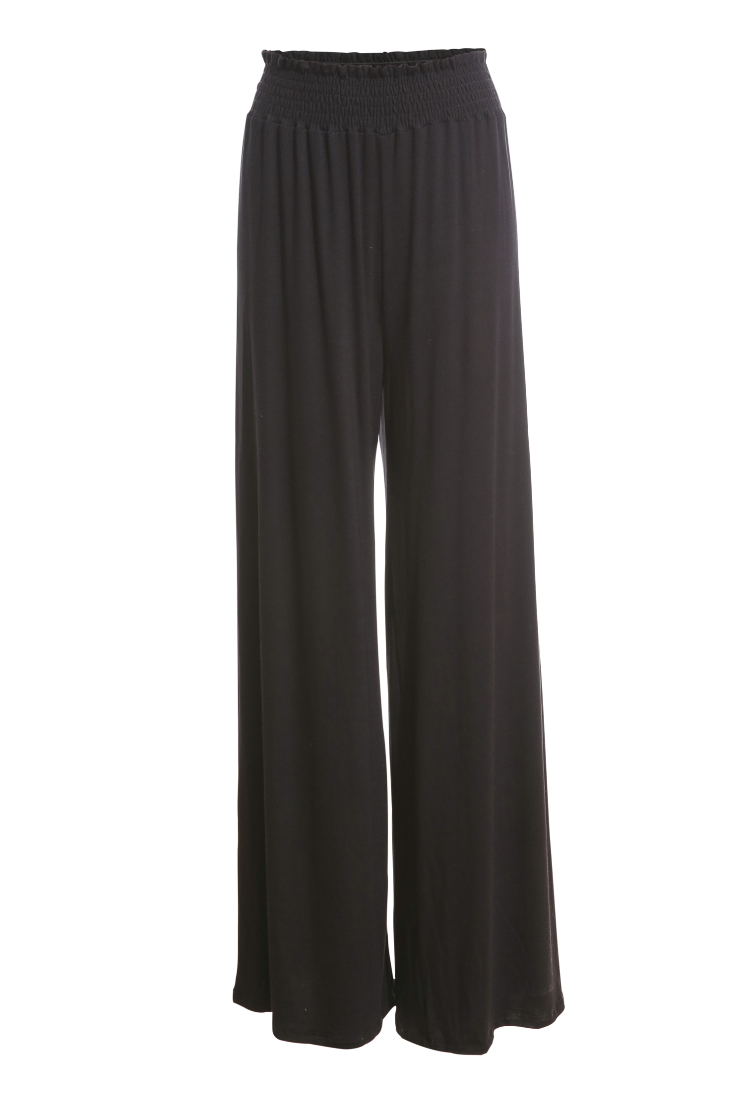 Smocked Wide Leg Pants in Black | DAILYLOOK