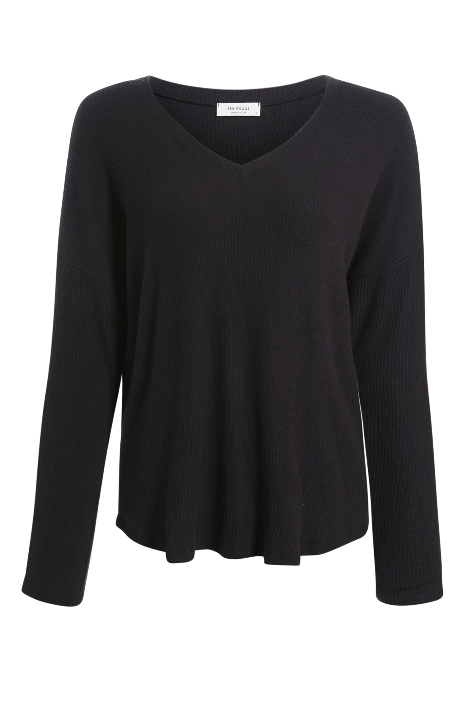 V-Neck Long Sleeve Brushed Knit Top